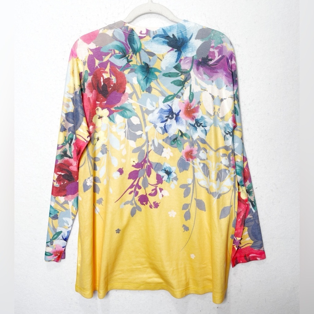 Soft Surroundings Delphina Floral Marigold Jersey Knit Tunic Top Watercolor XL - Picture 3 of 6